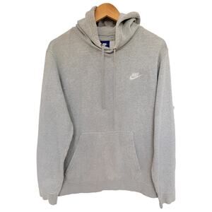 Nike Hoodie Mens Large Gray Pullover Swoosh Pocket Athletic Casual